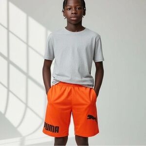 Puma Boys Athletic Mesh Shorts Orange Power Pack NWT Large 14-16